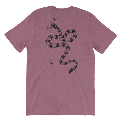 Kalletka Sea Krait graphic t-shirt in mauve, back view