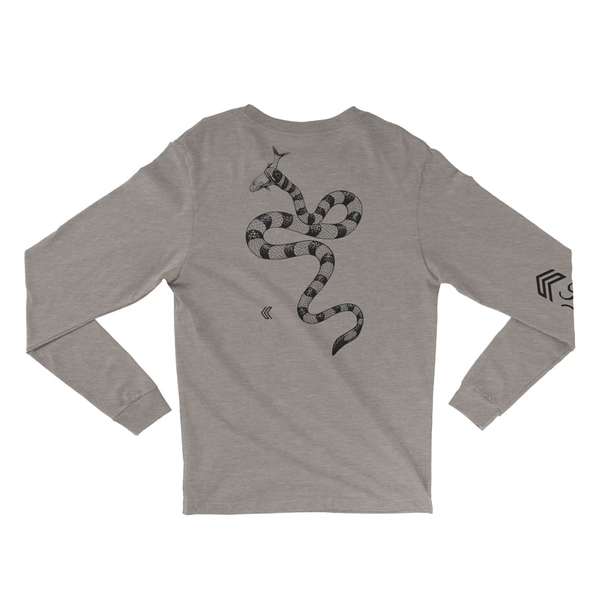 Kalletka Sea Krait graphic longsleeve shirt in stone, back view