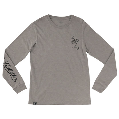 Kalletka Sea Krait graphic longsleeve shirt in stone, front view