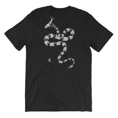 Kalletka Sea Krait graphic t-shirt in black, back view