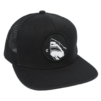 Great White Shark Hat in Black - Front View