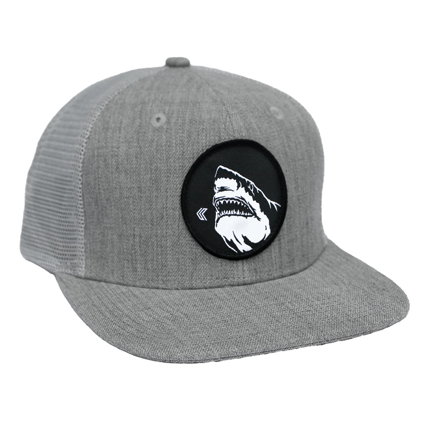 Great White Shark Hat in Grey - Front View