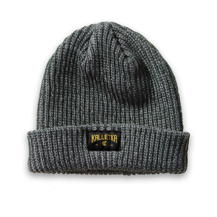 Arch Label Beanie--Heather Green