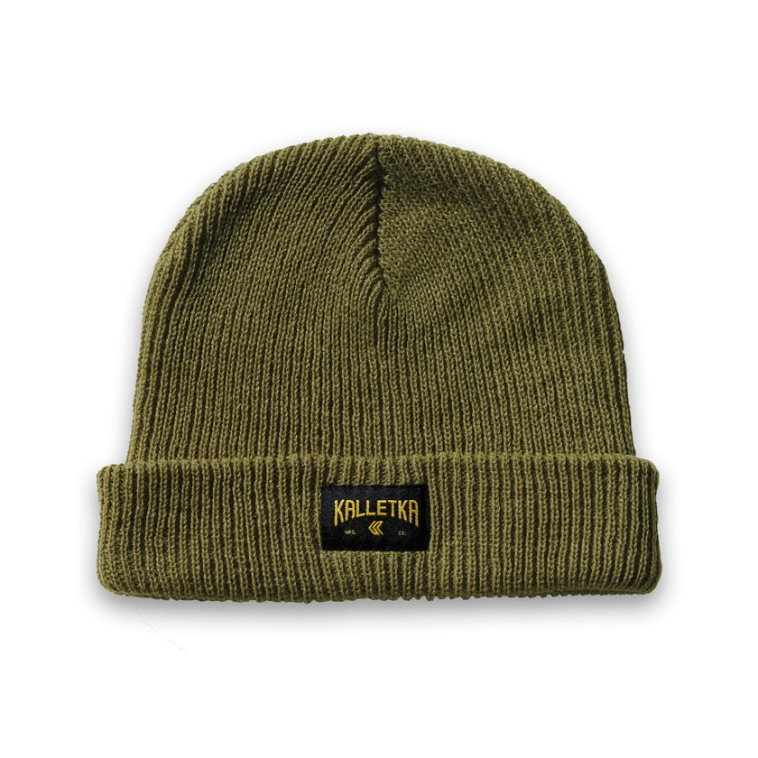 Arch Label Beanie--Olive