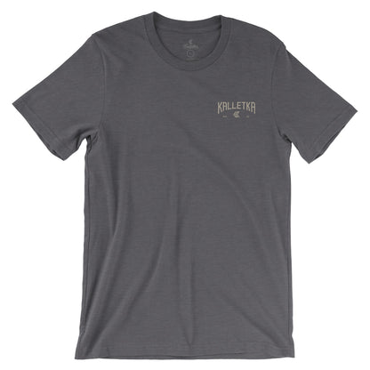 Kalletka Arch Logo T-shirt in Metal Grey - Front View