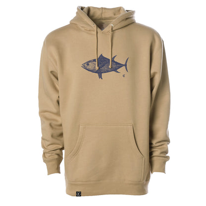 Men's Fleece Hood Sweatshirt - Day Of The Dead-Art Series "Tuna"--Sand