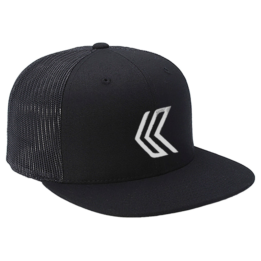 Embroidered Logo Mesh Back Trucker---Black