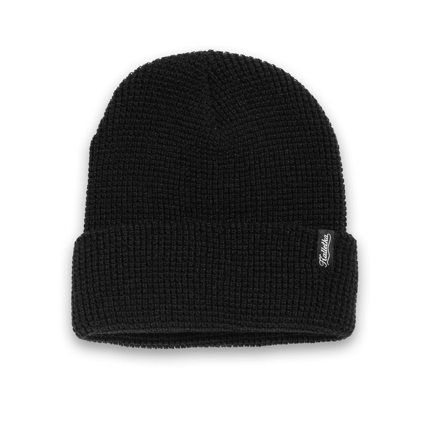 Cursive Label Beanie--Black