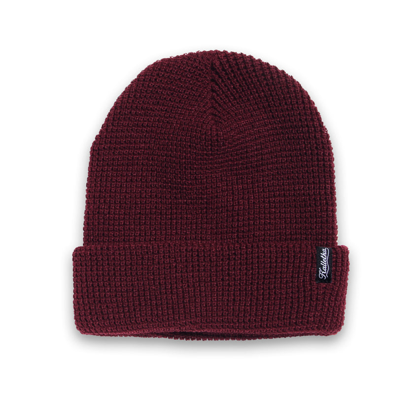 Cursive Label Beanie--Maroon