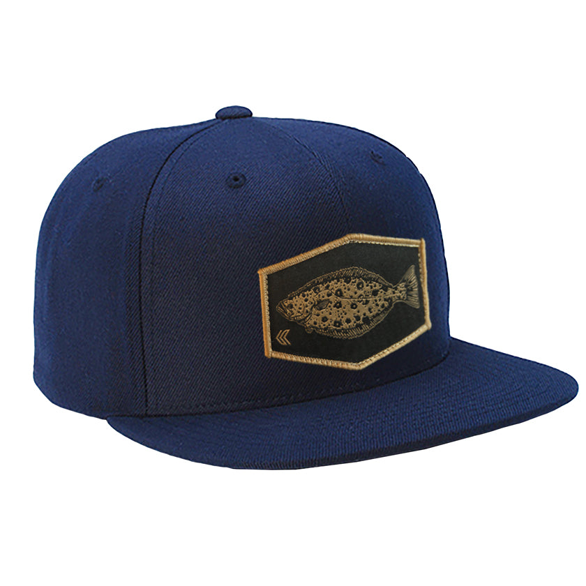 Halibut Patch Wool Blend Trucker ---Navy-Tan Patch