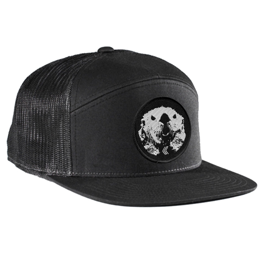 Mad Otter Cotton 7 Panel Snapback ---Black