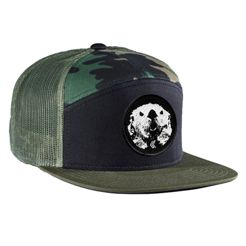 Mad Otter Cotton 7 Panel Snapback ---Camo/Black/Moss