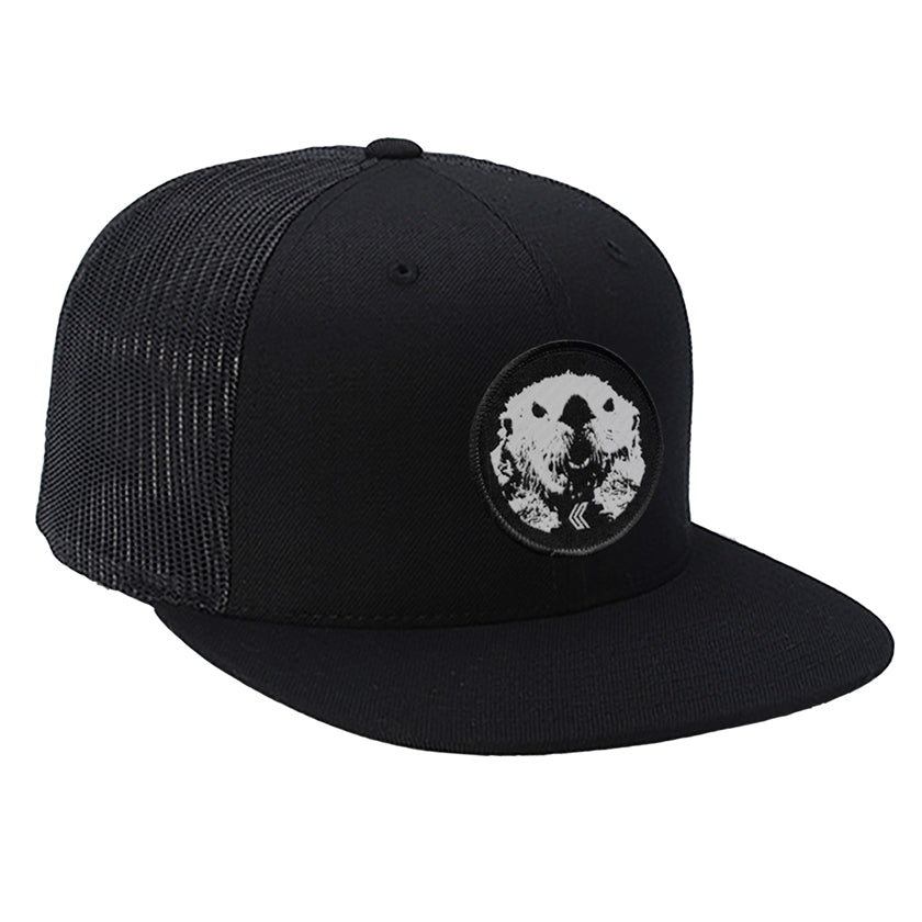 Mad Otter Wool Blend Mesh Snapback Trucker---Black/Black