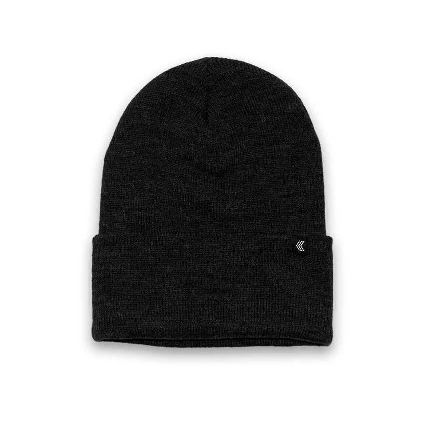 Minimal Black Label Beanie--Black