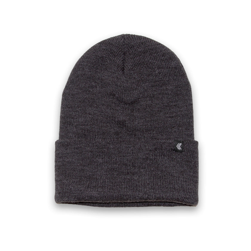 Minimal Black Label Beanie--Heather Charcoal