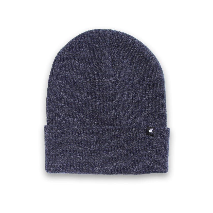 Minimal Black Label Beanie--Heather Navy