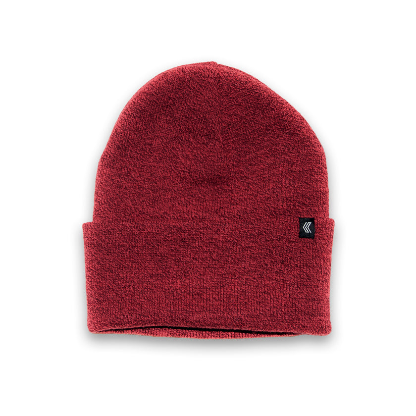 Minimal Black Label Beanie--Heather Red