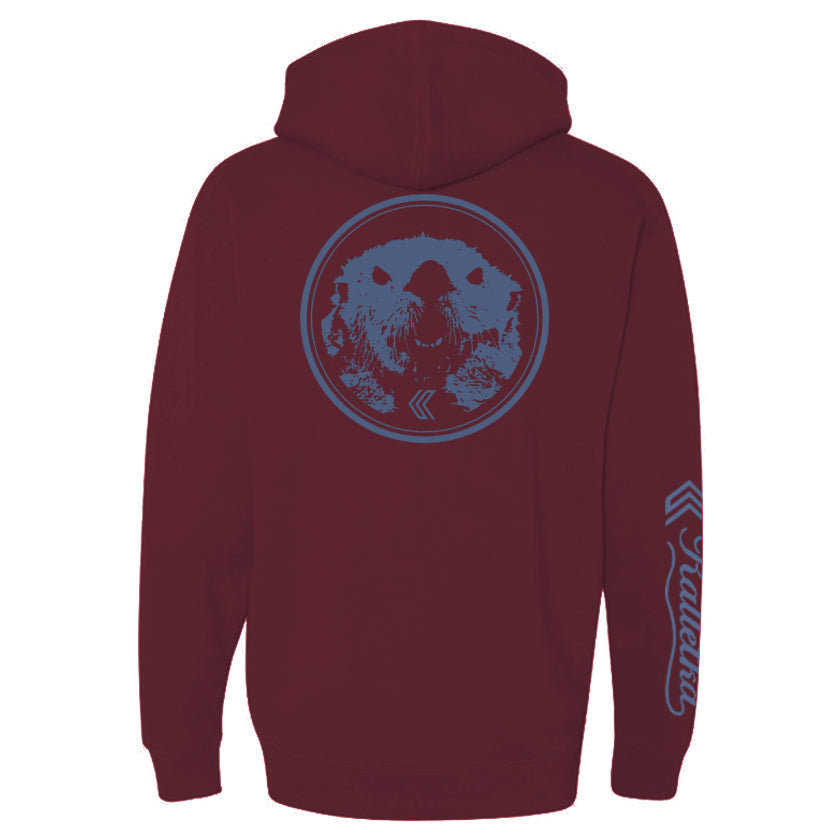 Mad Otter Hooded Sweatshirt in Maroon - Back View