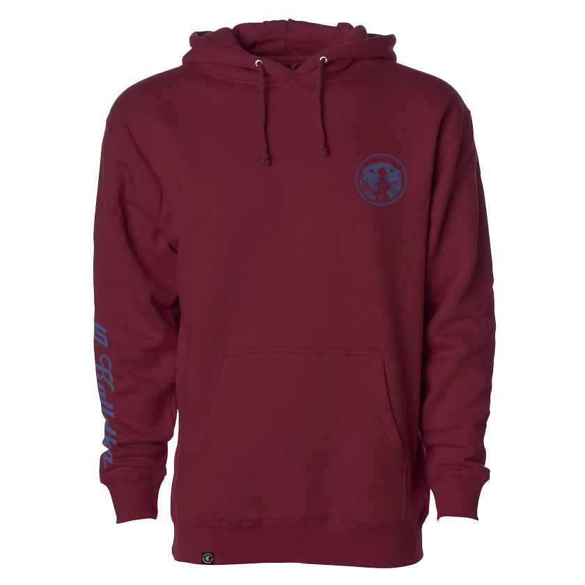 Mad Otter Hooded Sweatshirt in Maroon - Front View