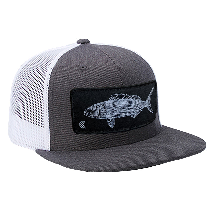 Uku Patch Mesh Back Trucker ---Charcoal/White-Black Patch