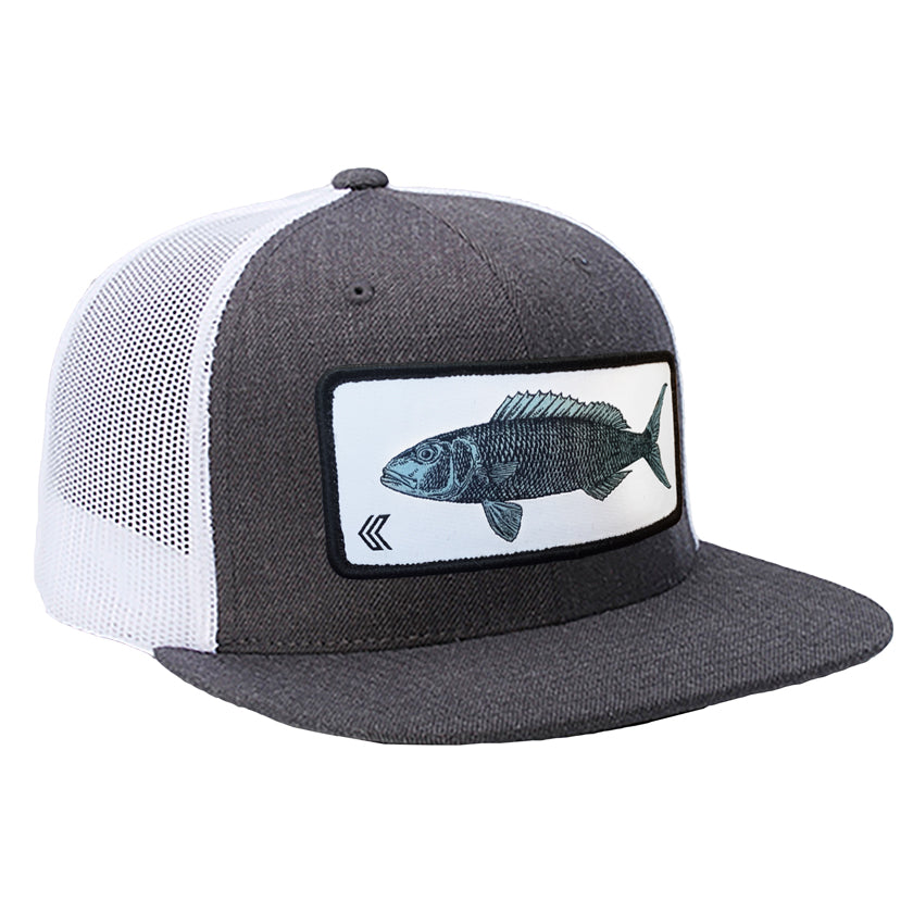 Uku Patch Mesh Back Trucker ---Charcoal/White-White Patch