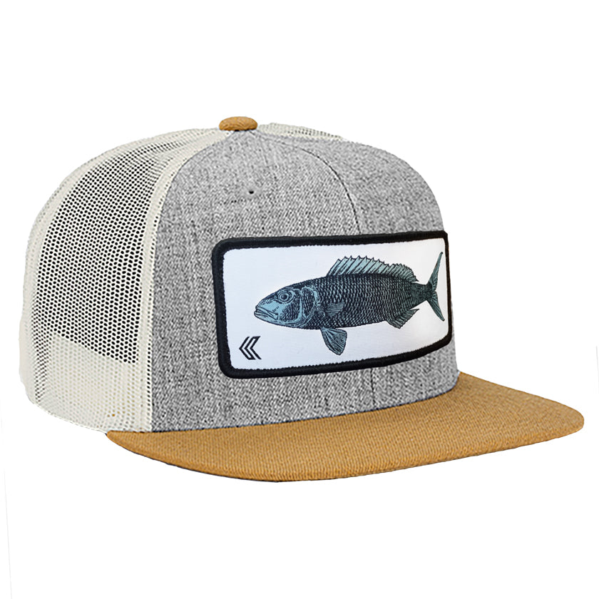 Uku Patch Mesh Back Trucker ---Grey/Tan/Natural-White Patch